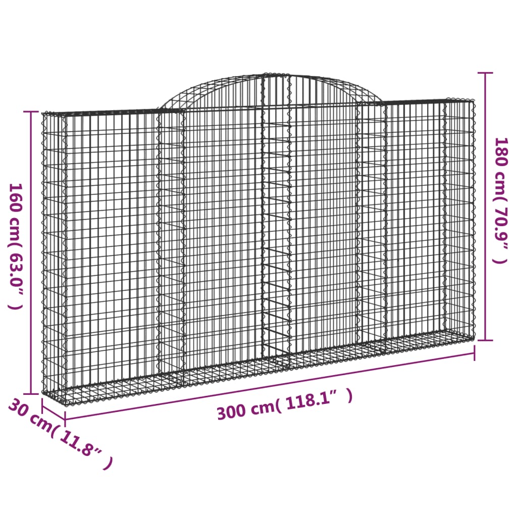 Lučne gabionske košare 3 kom 300x30x160/180cm pocinčano željezo