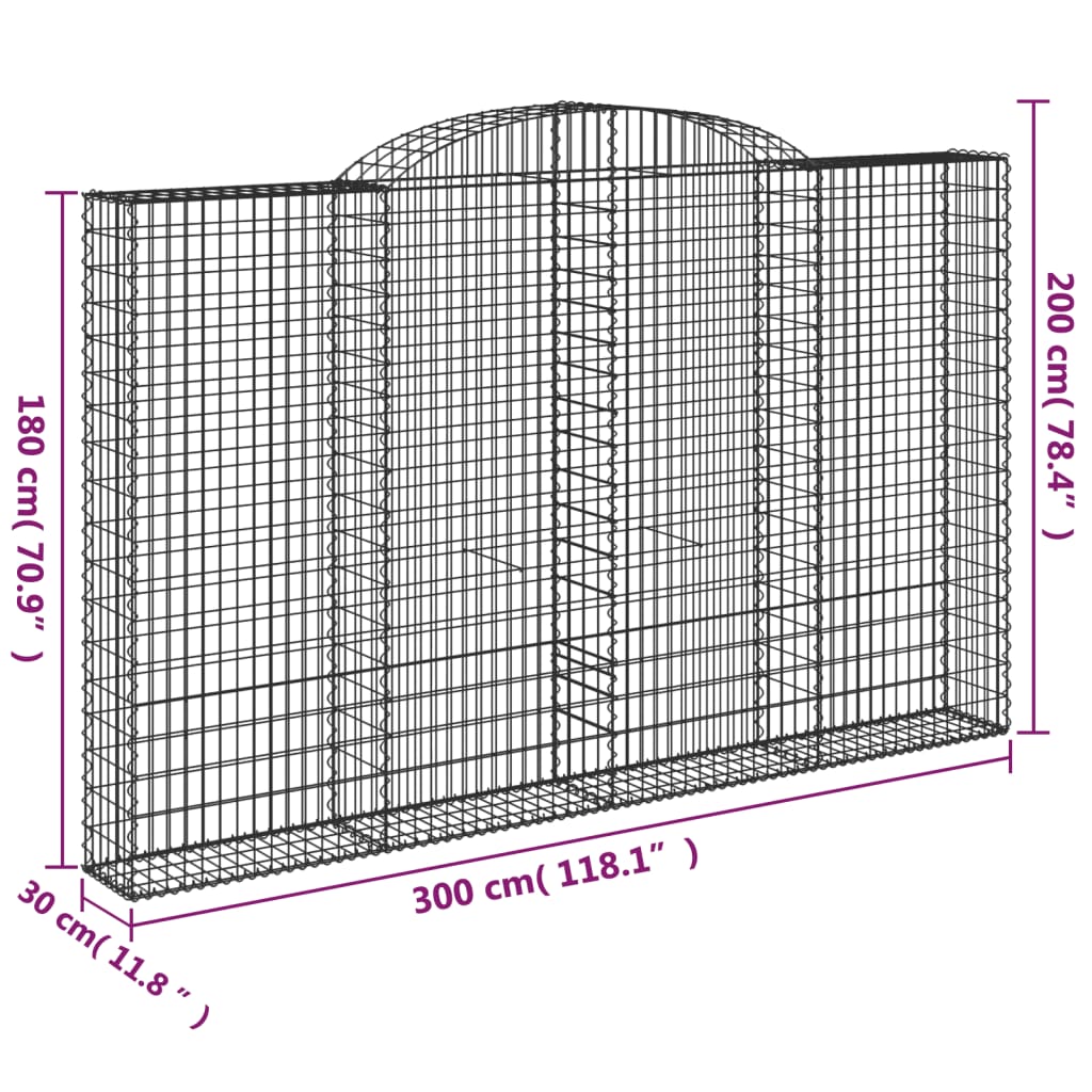 Lučne gabionske košare 2 kom 300x30x180/200cm pocinčano željezo