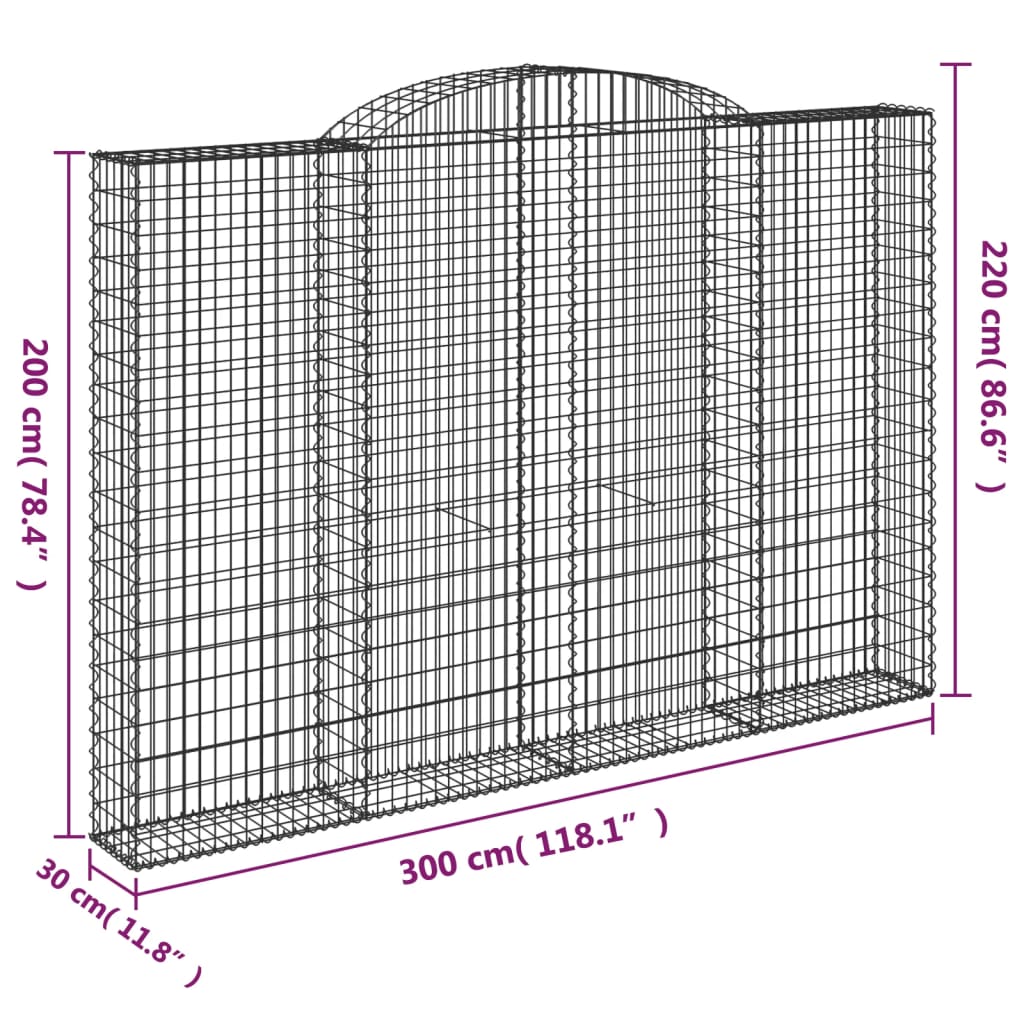 Lučne gabionske košare 5 kom 300x30x200/220cm pocinčano željezo