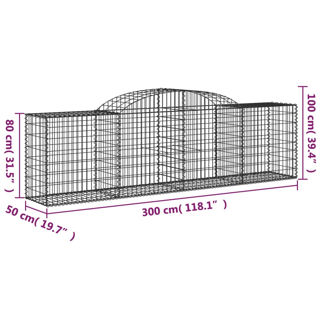 Lučne gabionske košare 2 kom 300x50x80/100 cm pocinčano željezo