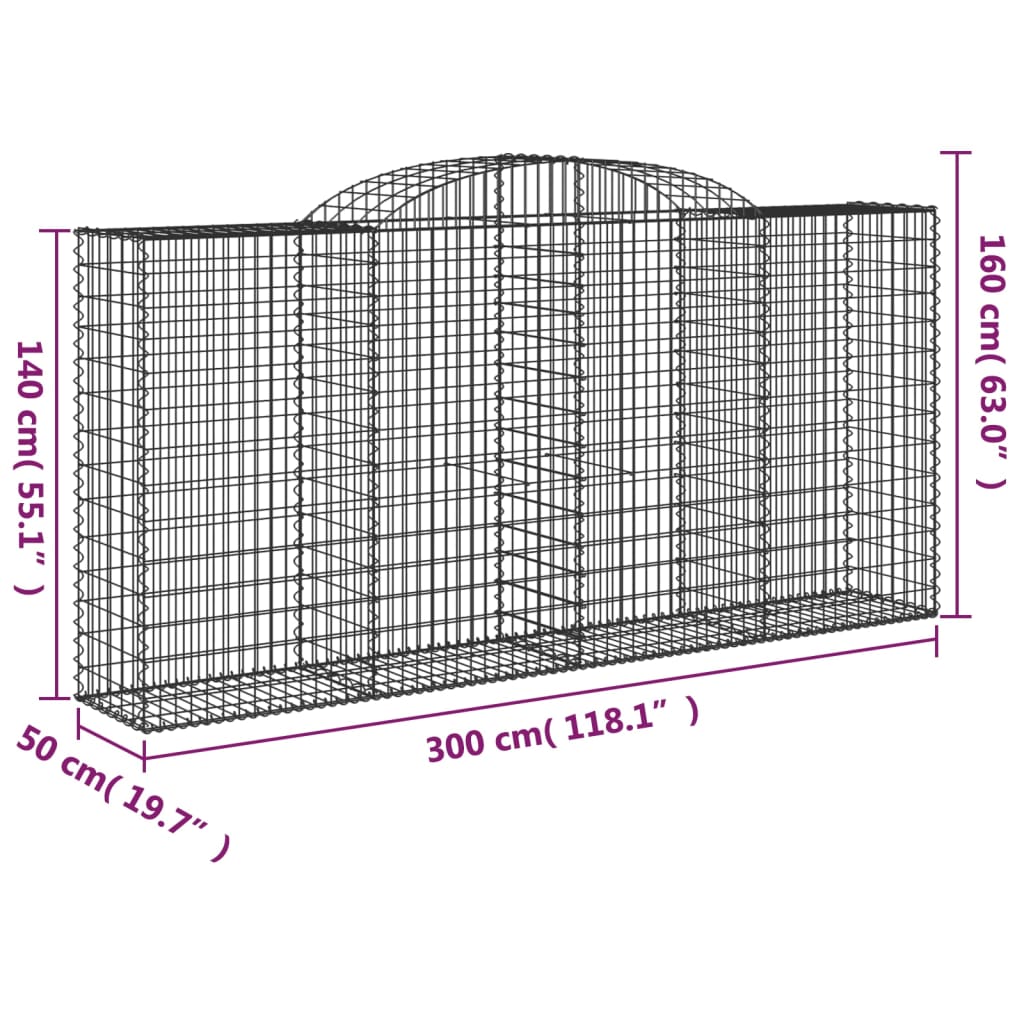 Lučne gabionske košare 8 kom 300x50x140/160cm pocinčano željezo