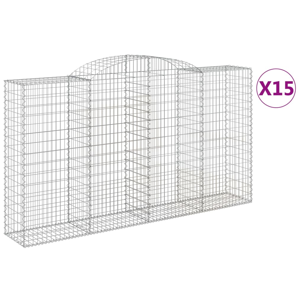 Lučne gabionske košare 15kom 300x50x160/180cm pocinčano željezo