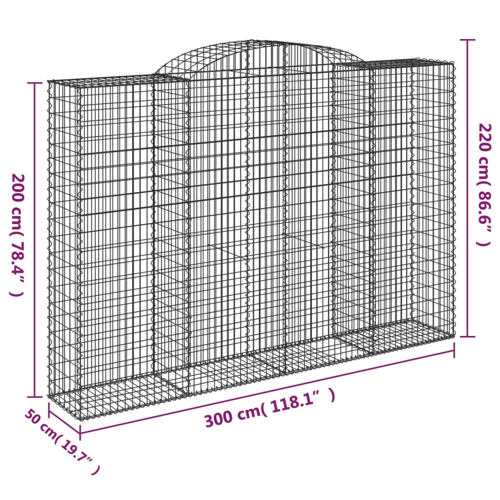 Lučne gabionske košare 5 kom 300x50x200/220cm pocinčano željezo