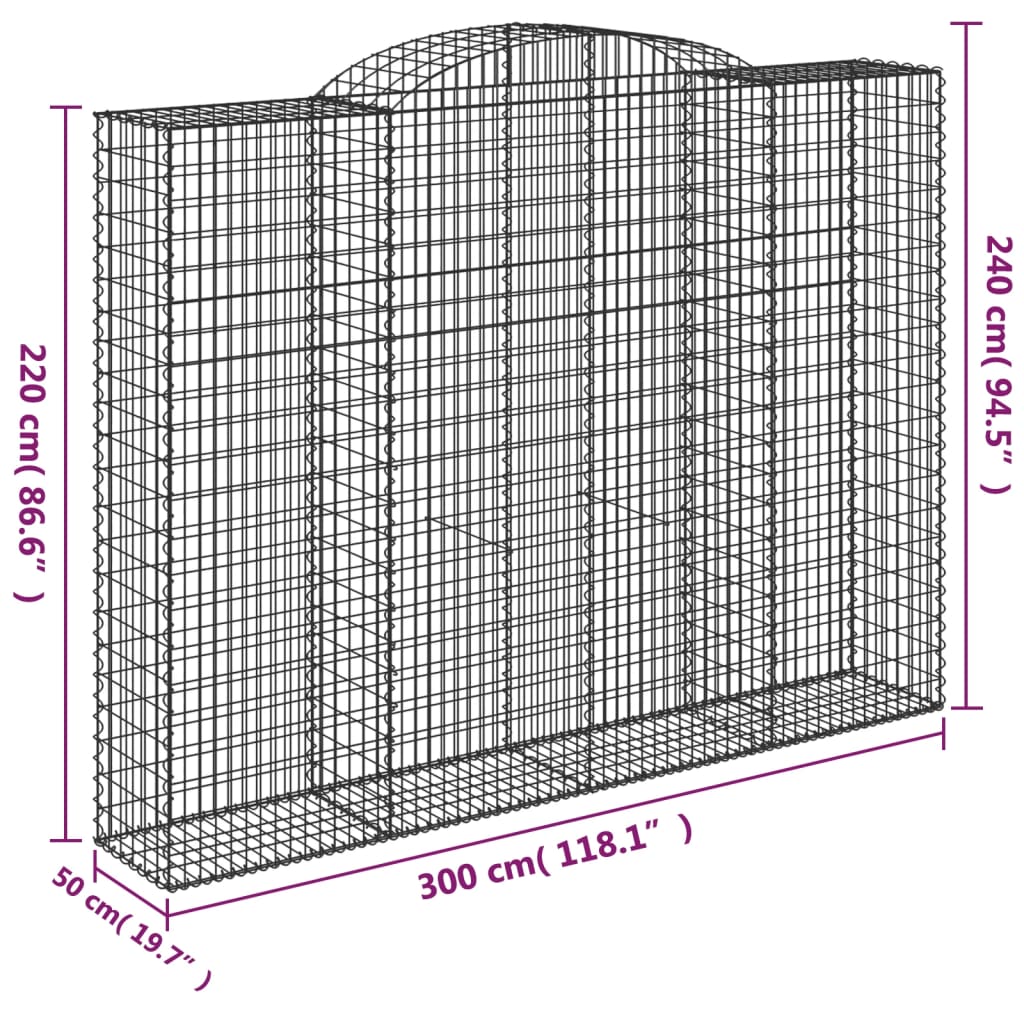 Lučne gabionske košare 7 kom 300x50x220/240cm pocinčano željezo
