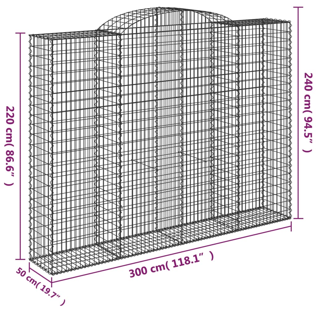Lučne gabionske košare 8 kom 300x50x220/240cm pocinčano željezo