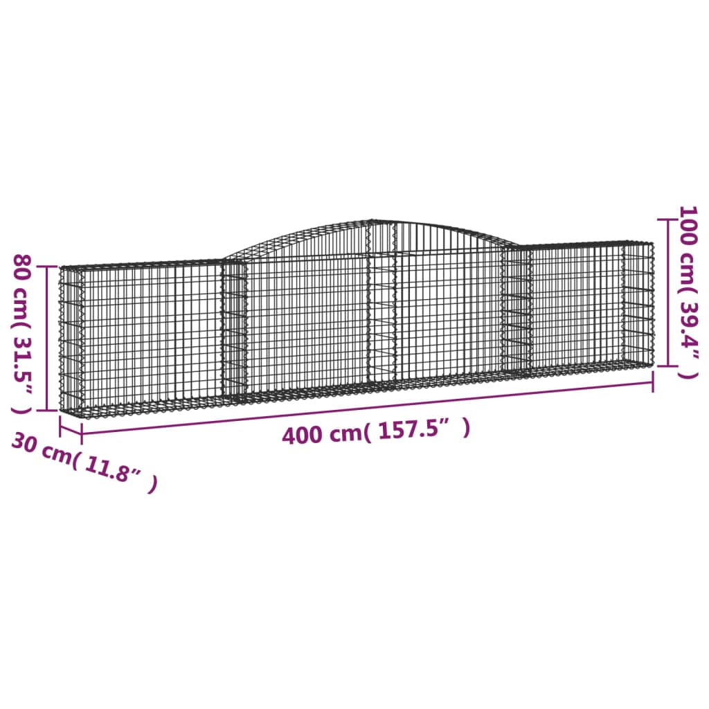 Lučne gabionske košare 25 kom 400x30x80/100cm pocinčano željezo