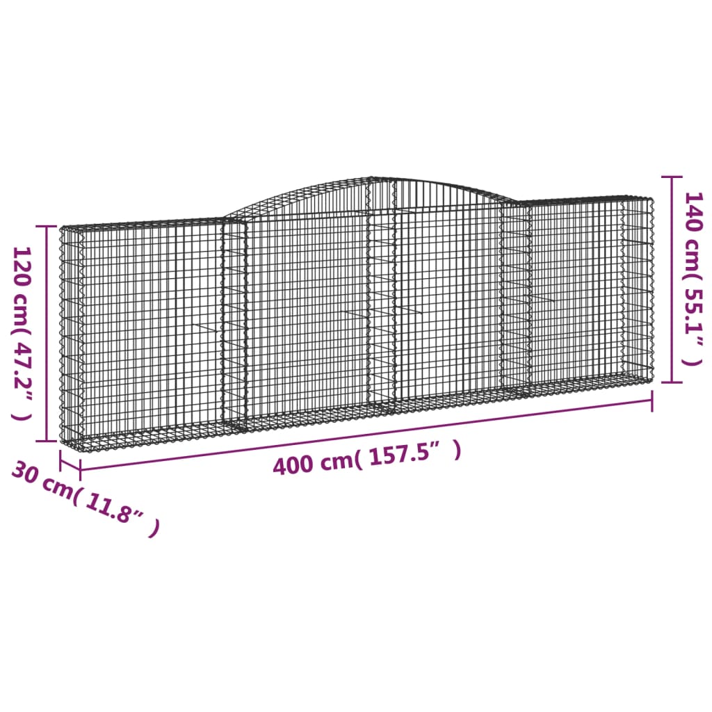 Lučne gabionske košare 4 kom 400x30x120/140cm pocinčano željezo
