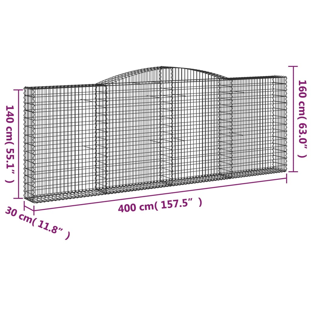 Lučne gabionske košare 4 kom 400x30x40/60 cm pocinčano željezo