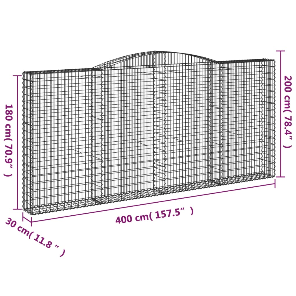 Lučne gabionske košare 3 kom 400x30x180/200cm pocinčano željezo