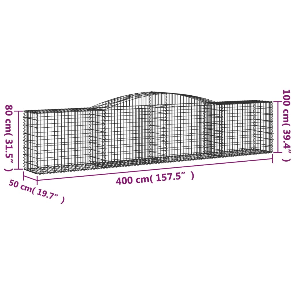 Lučne gabionske košare 6 kom 400x50x80/100 cm pocinčano željezo