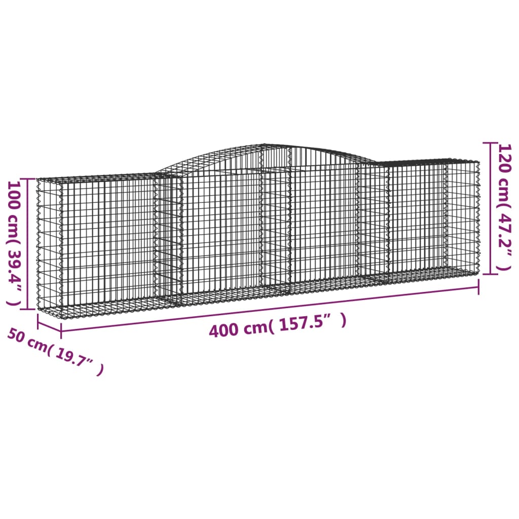 Lučne gabionske košare 8 kom 400x50x100/120cm pocinčano željezo