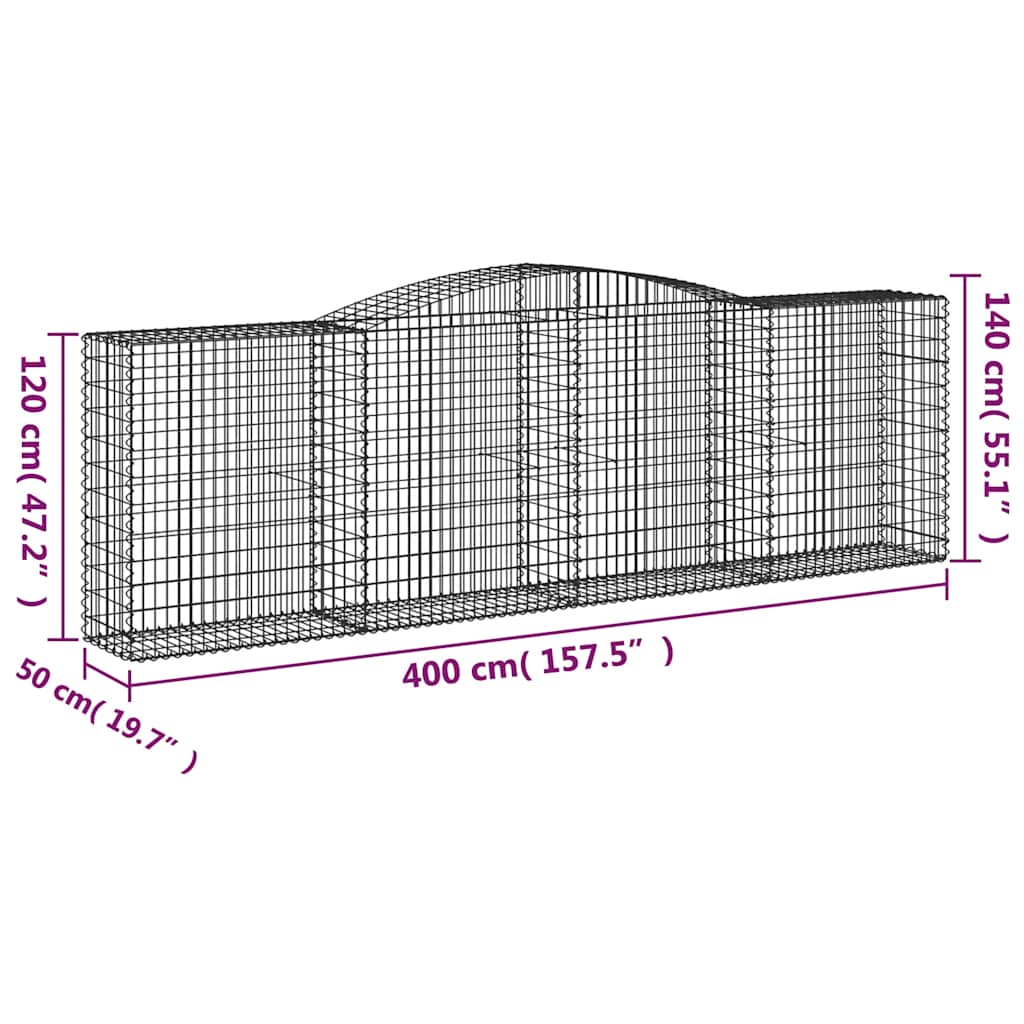 Lučne gabionske košare 6 kom 400x50x120/140cm pocinčano željezo