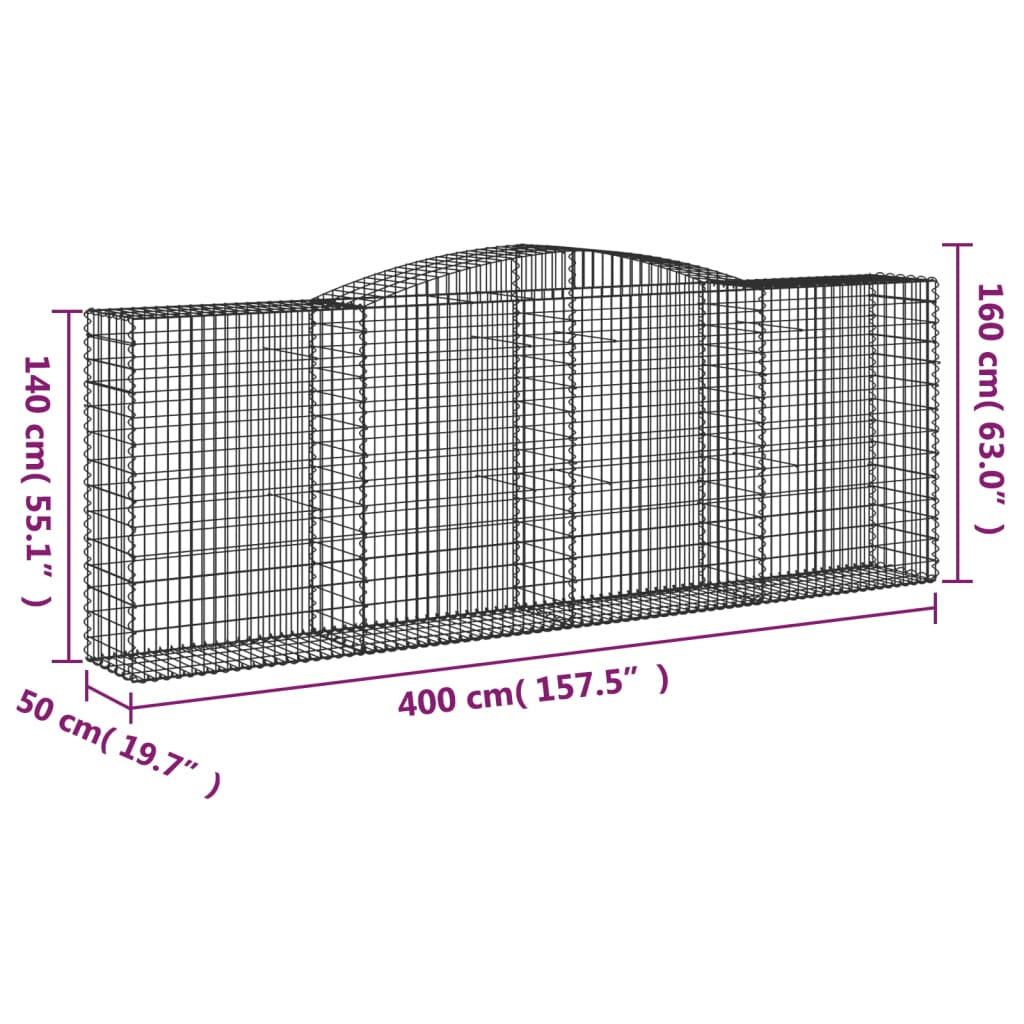 Lučne gabionske košare 4 kom 400x50x40/60 cm pocinčano željezo
