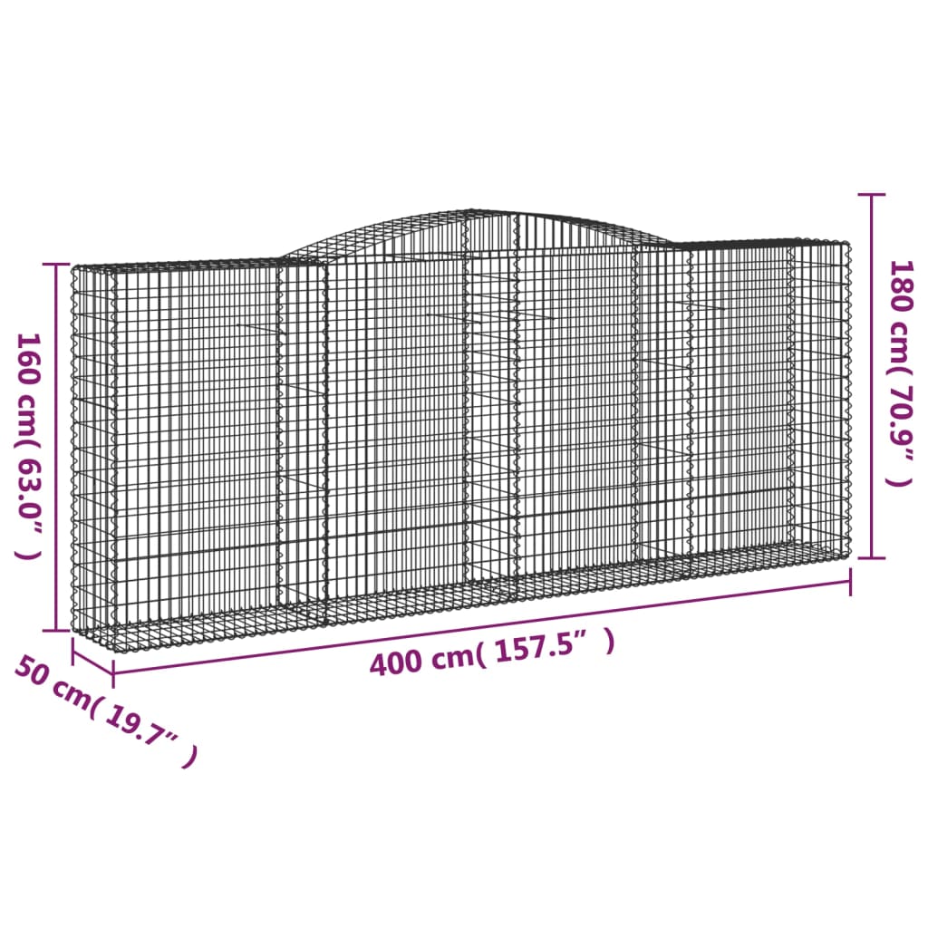 Lučne gabionske košare 4 kom 400x50x160/180cm pocinčano željezo