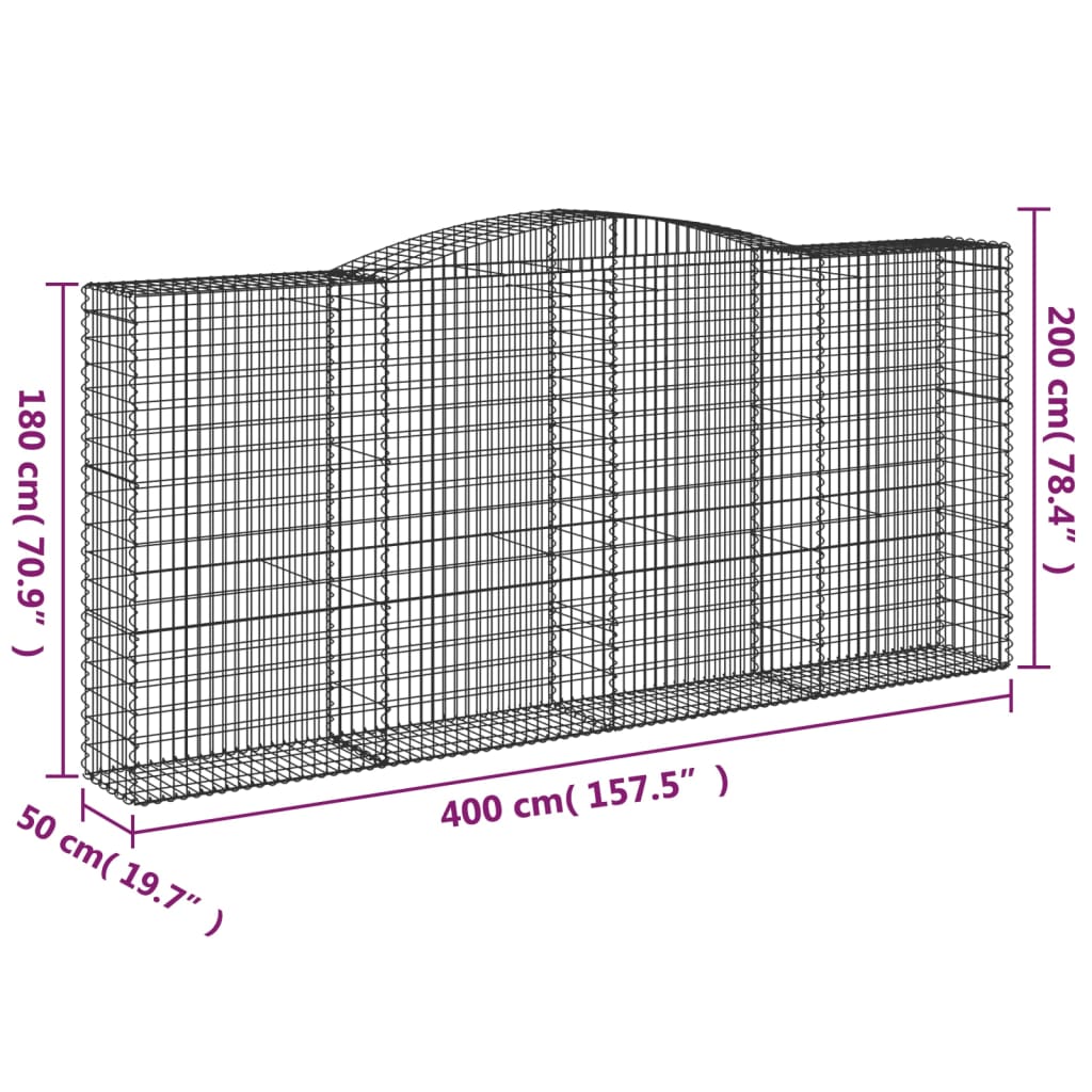 Lučne gabionske košare 7 kom 400x50x180/200cm pocinčano željezo