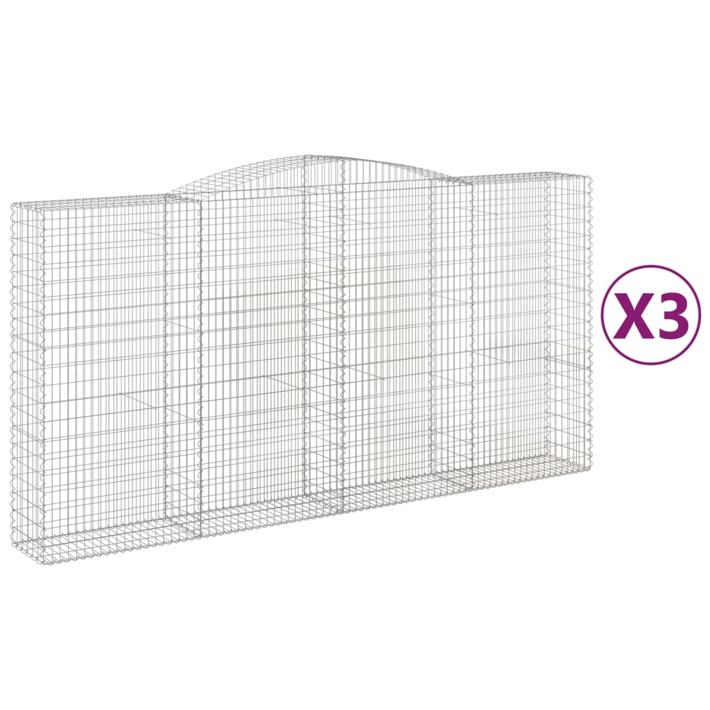 Lučne gabionske košare 3 kom 400x50x200/220cm pocinčano željezo