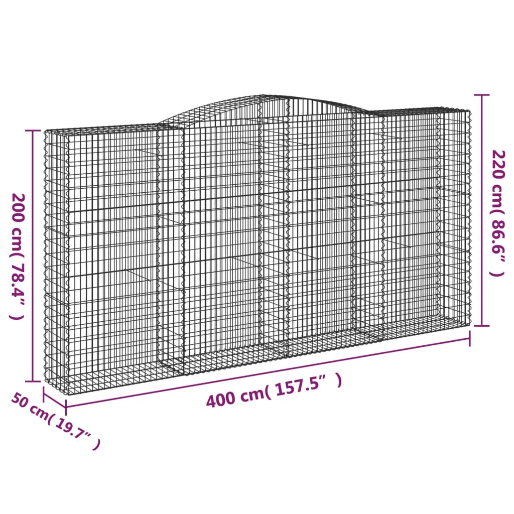 Lučne gabionske košare 5 kom 400x50x200/220cm pocinčano željezo