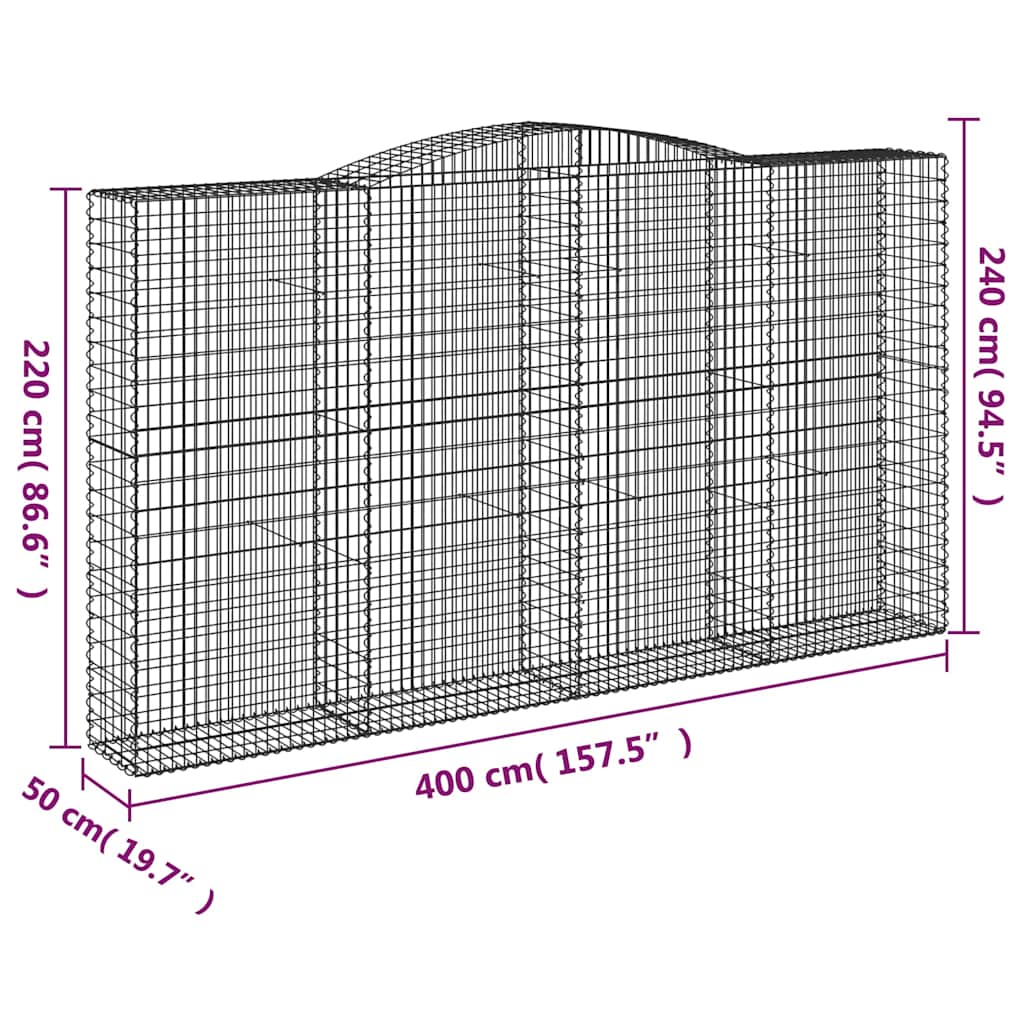 Lučne gabionske košare 5 kom 400x50x220/240cm pocinčano željezo