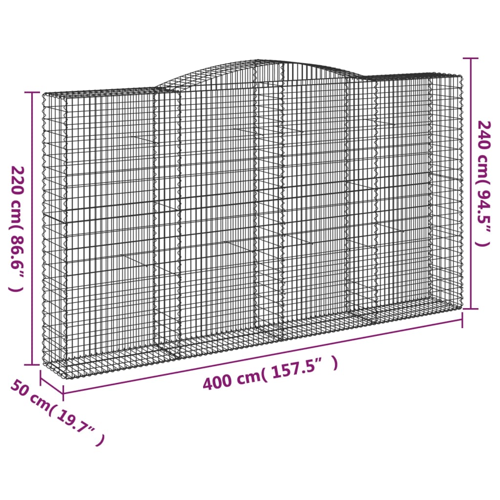 Lučne gabionske košare 8 kom 400x50x220/240cm pocinčano željezo