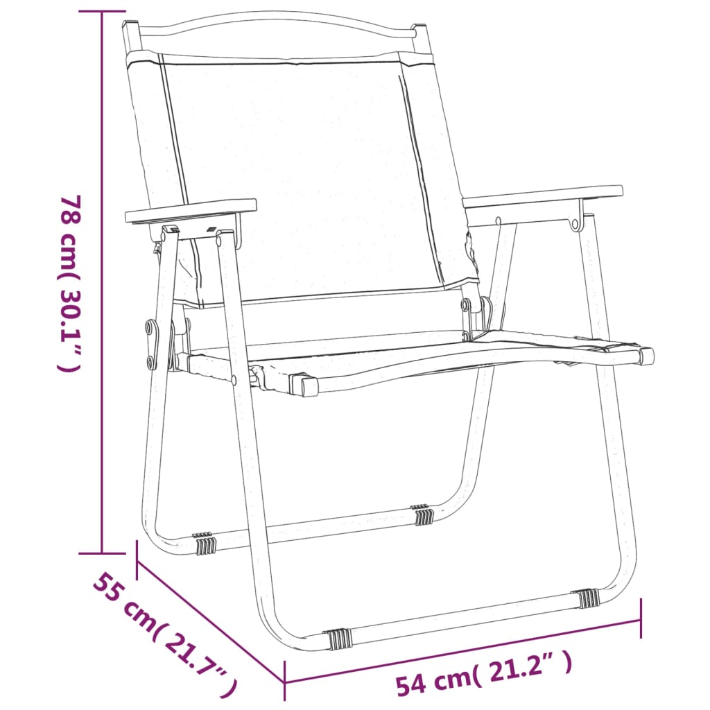 Stolice za kampiranje 2 kom crne 54x55x78 cm od tkanine Oxford
