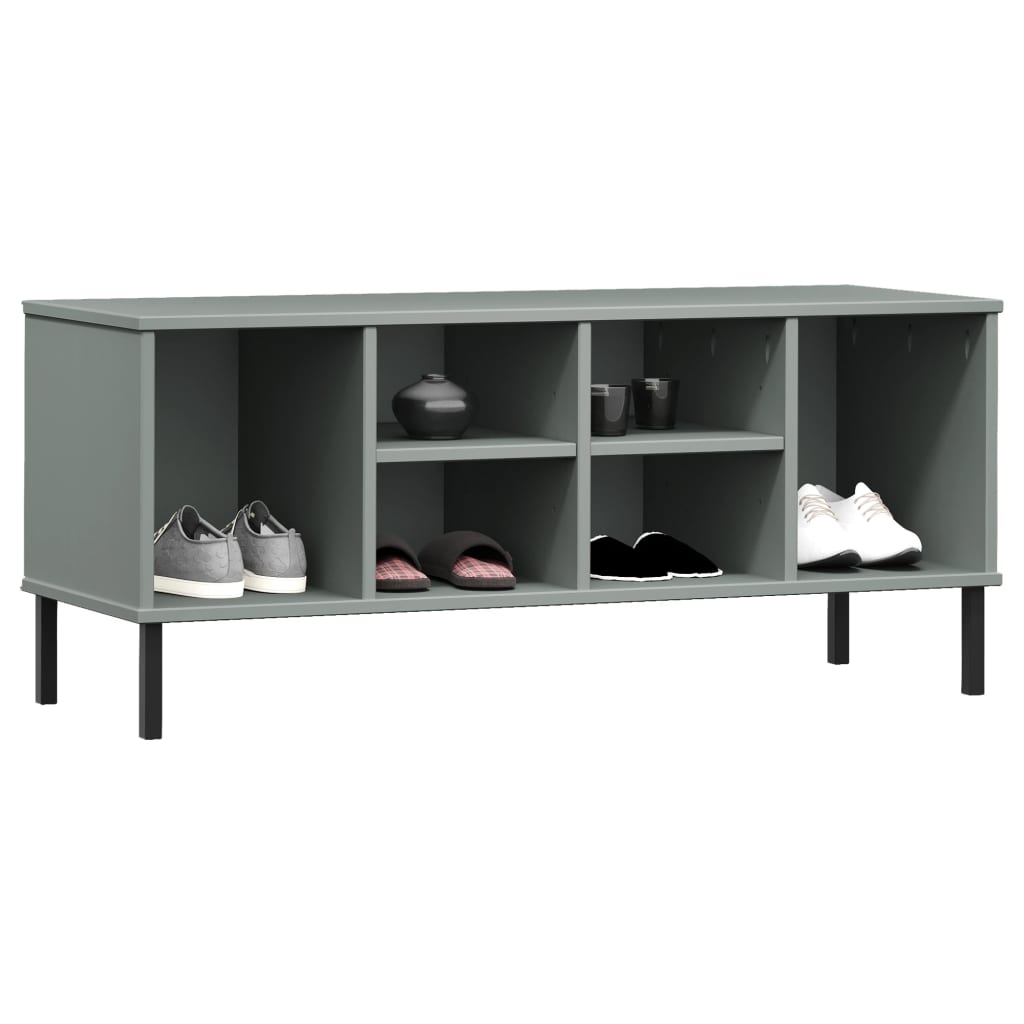 Stalak za cipele metalne noge sivi 106 x 35 x 45 cm drveni OSLO