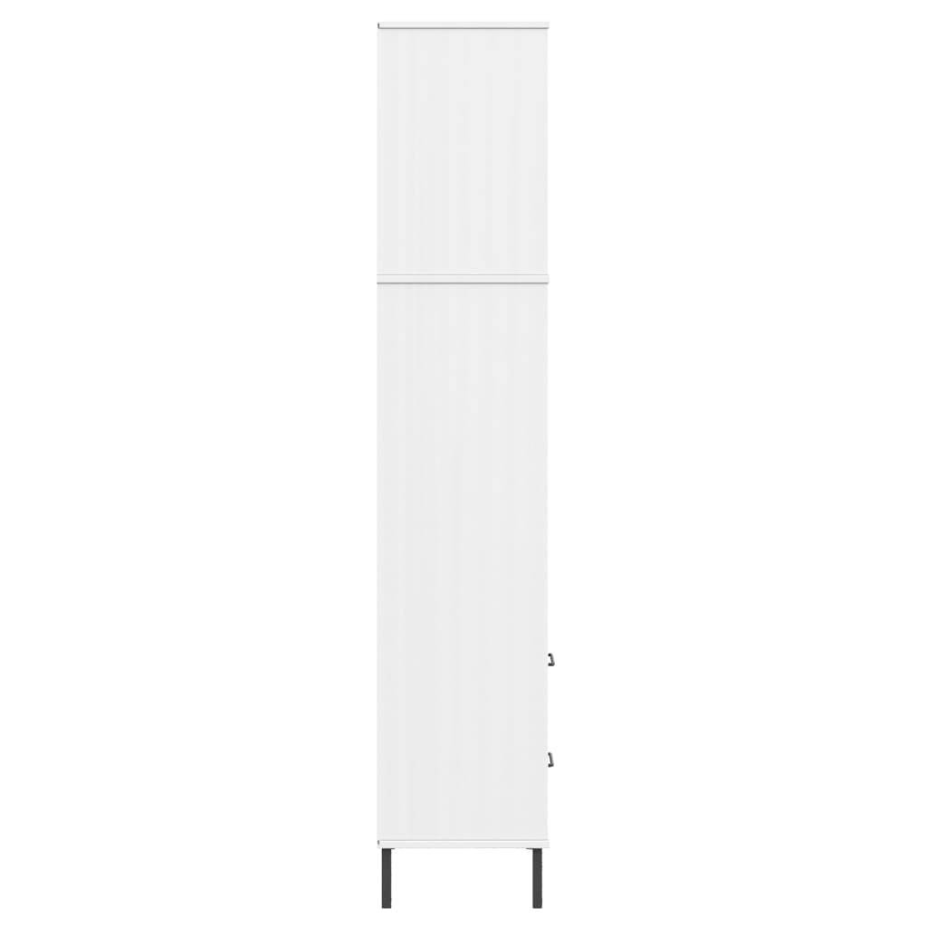 Regal za knjige s 2 ladice bijeli 60x35x180cm masivno drvo OSLO