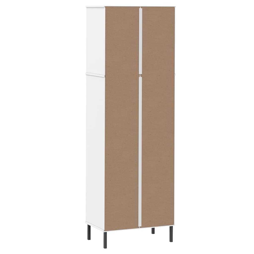 Regal za knjige s 2 ladice bijeli 60x35x180cm masivno drvo OSLO