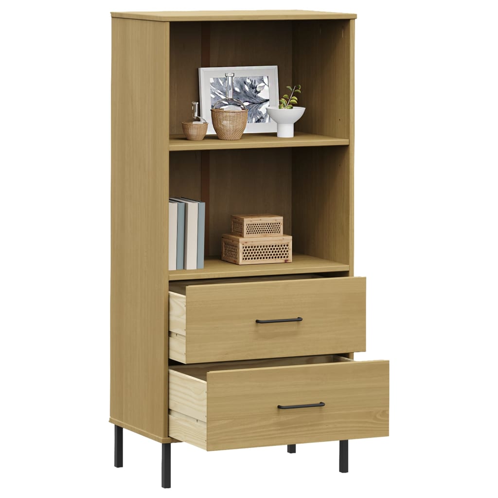 Regal za knjige s 2 ladice smeđi 60 x 35 x 128,5 cm drveni OSLO