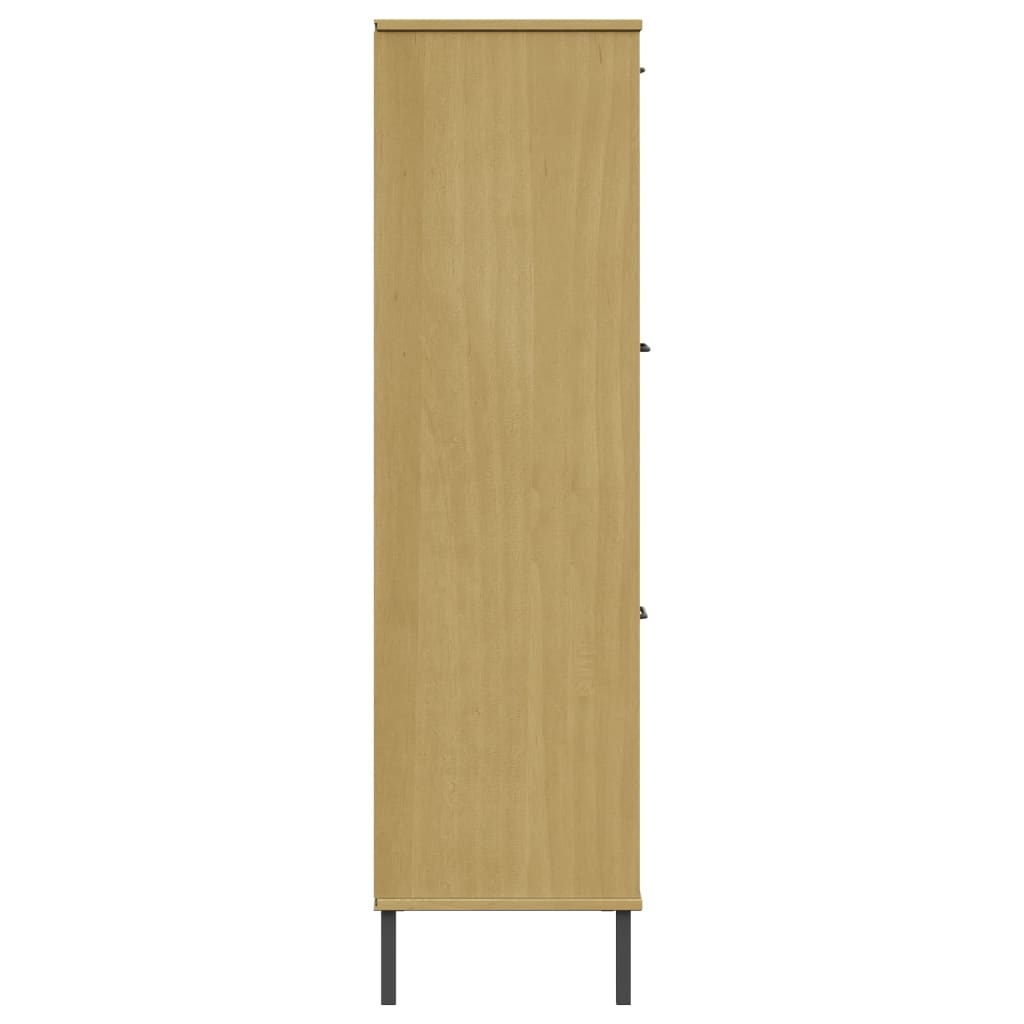 Regal za knjige metalne noge smeđi 90x35x128,5 cm drveni OSLO