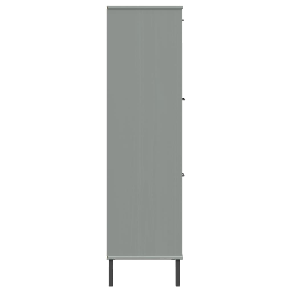 Regal za knjige sivi 90 x 35 x 128,5 cm od masivnog drva OSLO