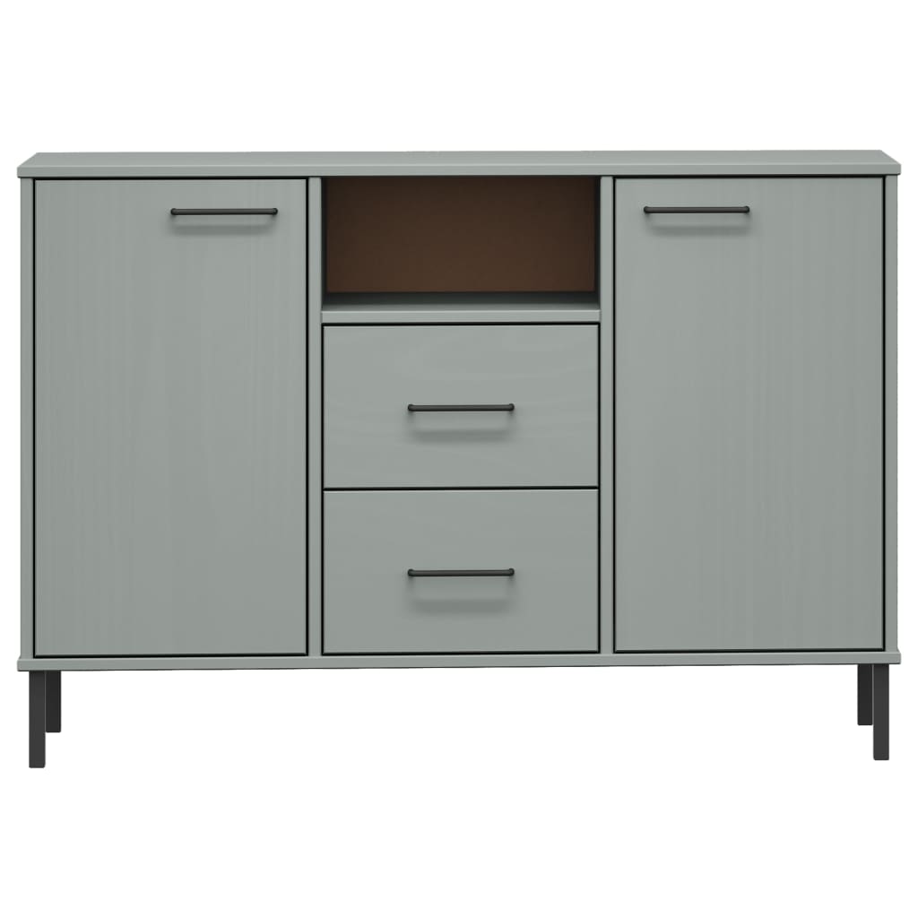 Komoda s metalnim nogama siva 113x40x77 cm masivno drvo OSLO