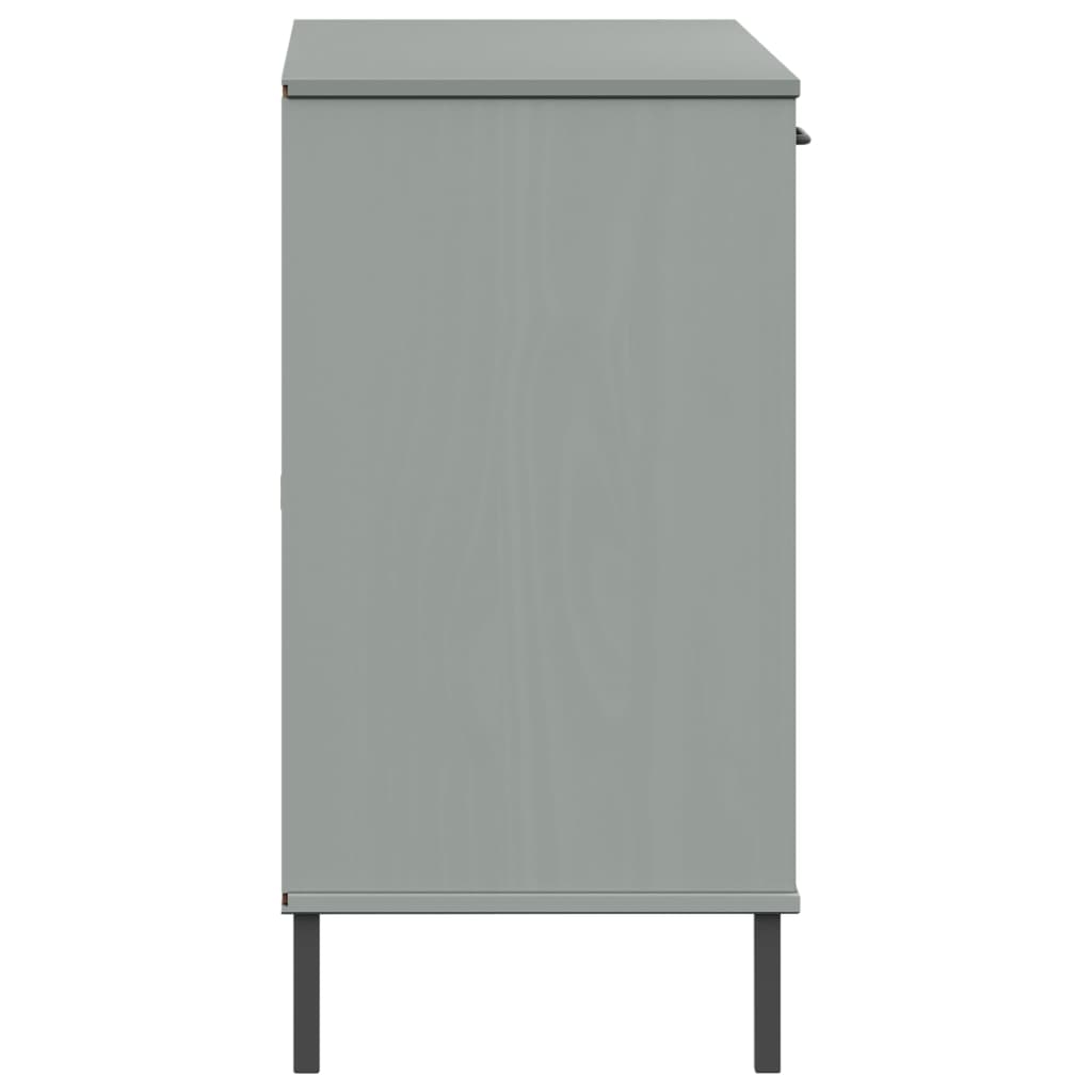 Komoda s metalnim nogama siva 113x40x77 cm masivno drvo OSLO