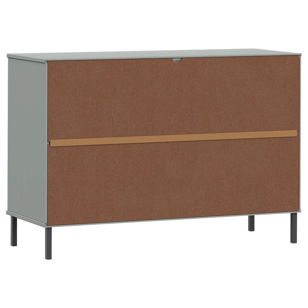 Komoda s metalnim nogama siva 113x40x77 cm masivno drvo OSLO