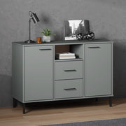 Komoda s metalnim nogama siva 113x40x77 cm masivno drvo OSLO
