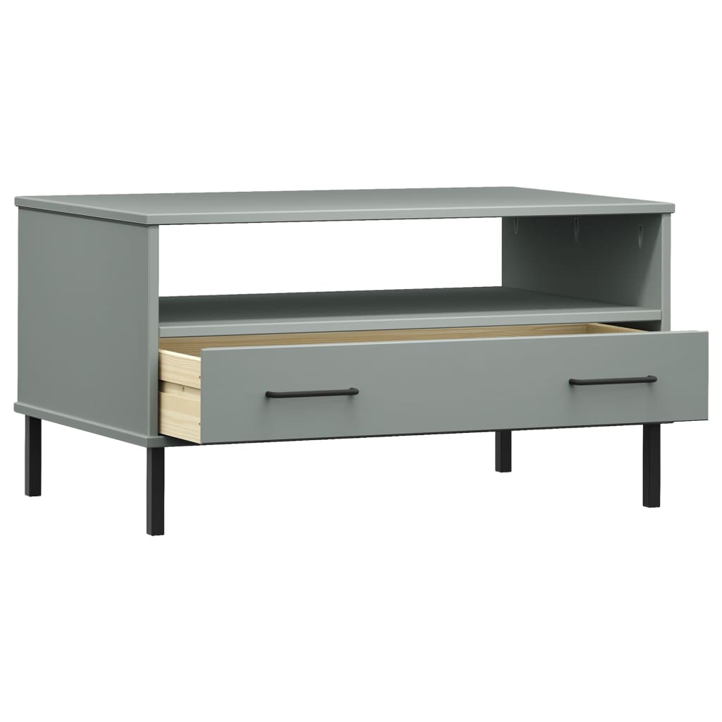 Stolić za kavu s metalnim nogama sivi 85x50x45 cm drveni OSLO