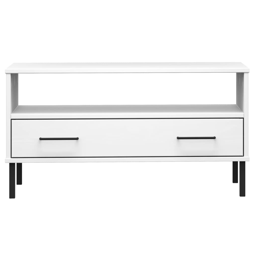 Stolić za kavu s metalnim nogama bijeli 85x50x45 cm drveni OSLO
