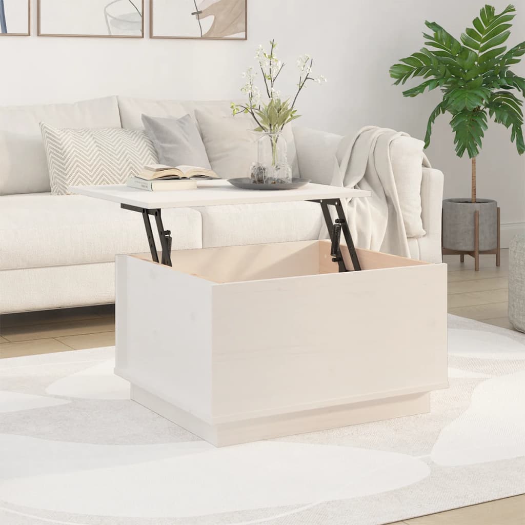 Stolić za kavu bijeli 60 x 50 x 35 cm od masivne borovine