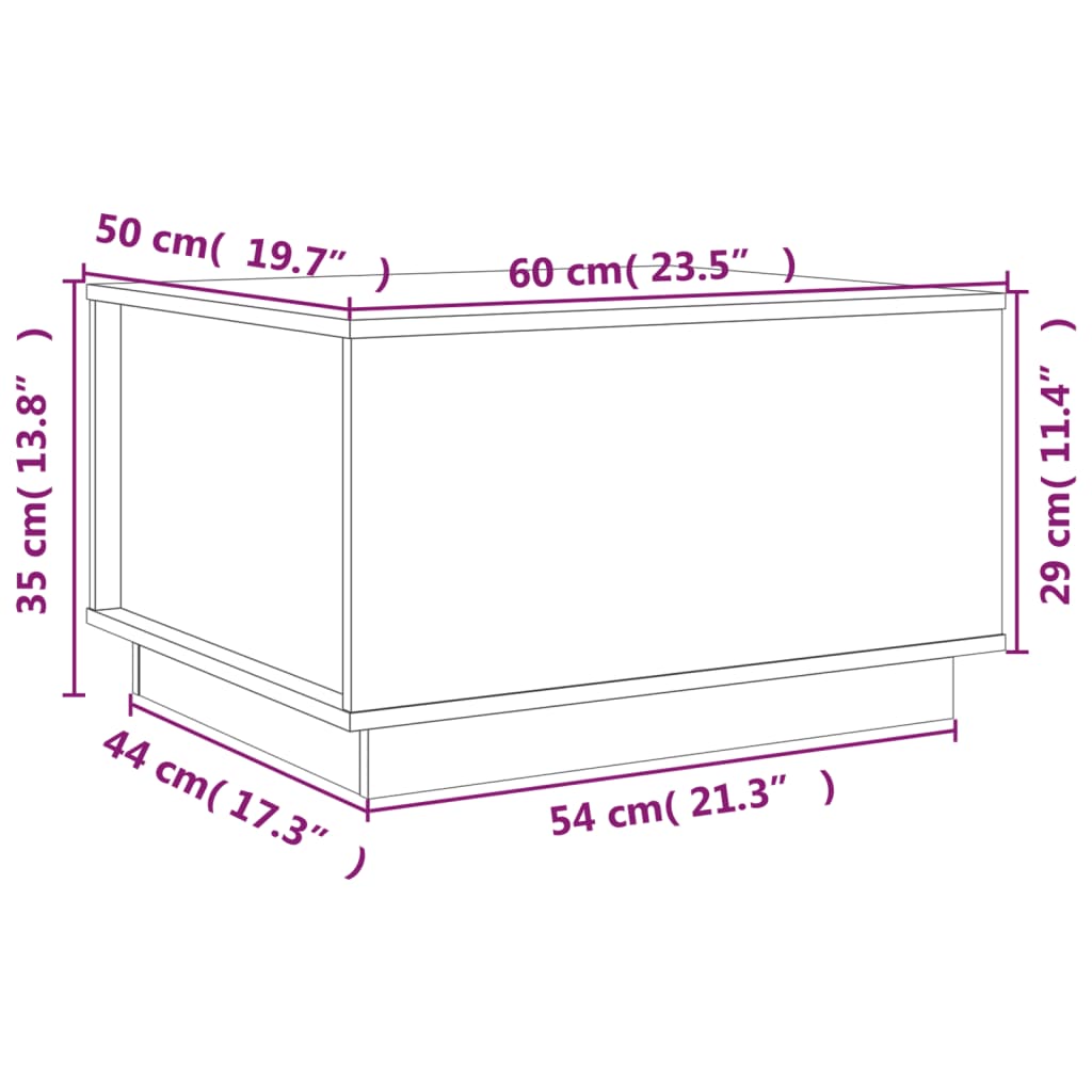 Stolić za kavu bijeli 60 x 50 x 35 cm od masivne borovine