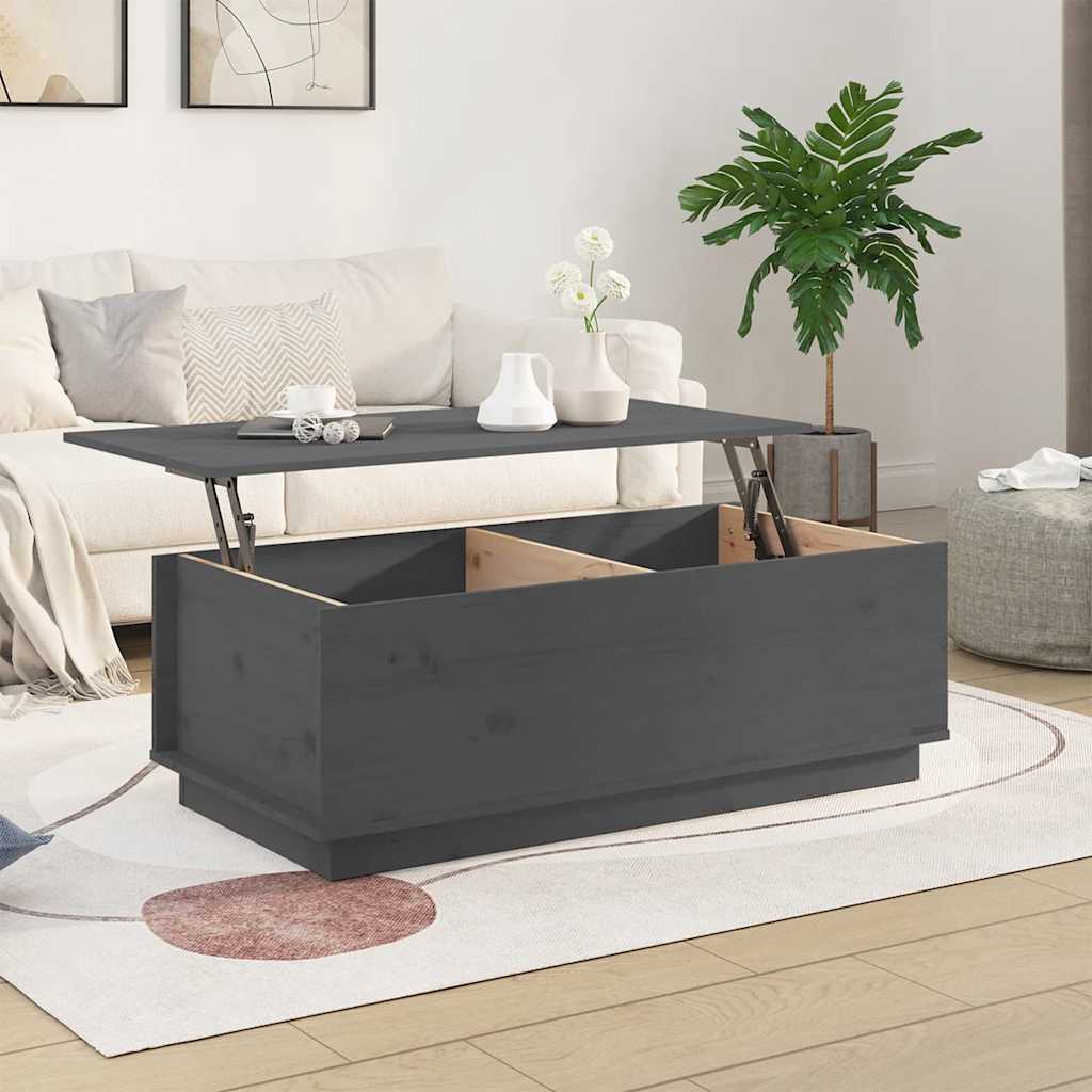 Stolić za kavu sivi 100 x 50 x 35 cm od masivne borovine