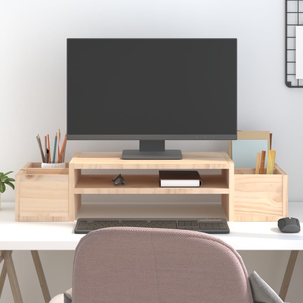 Stalak za monitor 70 x 27,5 x 15 cm od masivne borovine