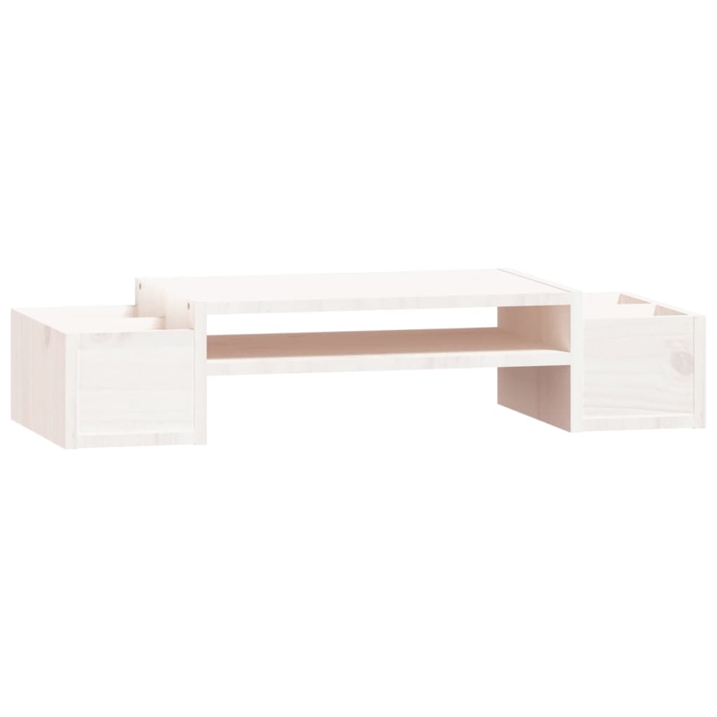 Stalak za monitor bijeli 70 x 27,5 x 15 cm od masivne borovine