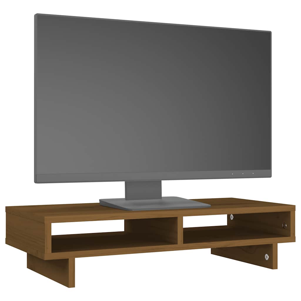 Stalak za monitor boja meda 60 x 27 x 14 cm od masivne borovine