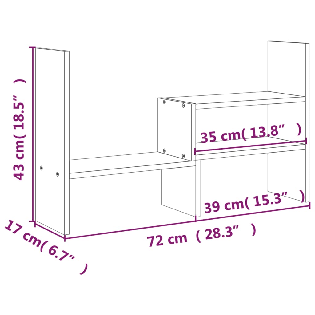 Stalak za monitor crni (39 - 72) x 17 x 43 cm masivna borovina