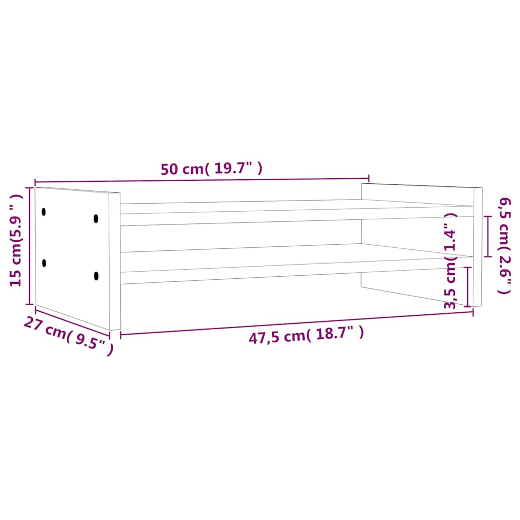 Stalak za monitor 50 x 27 x 15 cm od masivne borovine