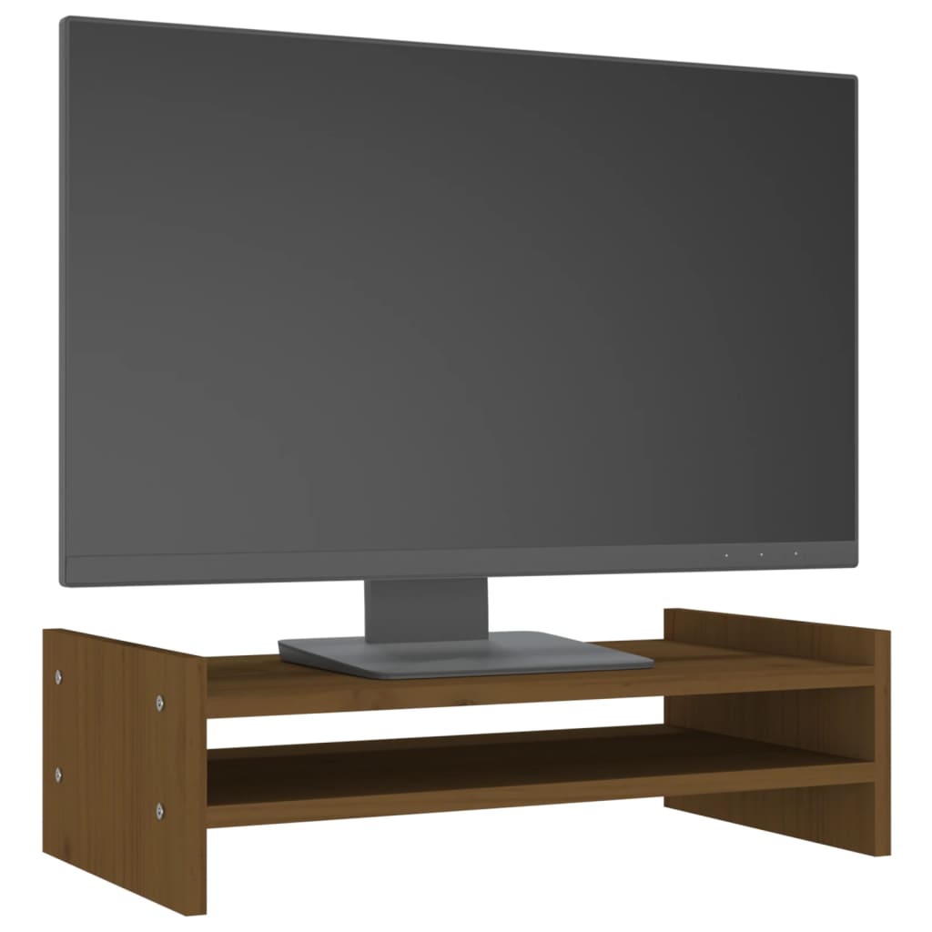 Stalak za monitor boja meda 50 x 27 x 15 cm od masivne borovine