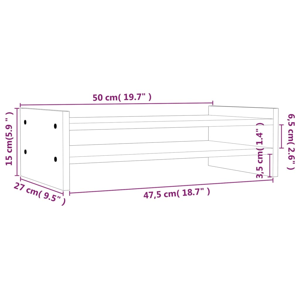 Stalak za monitor boja meda 50 x 27 x 15 cm od masivne borovine