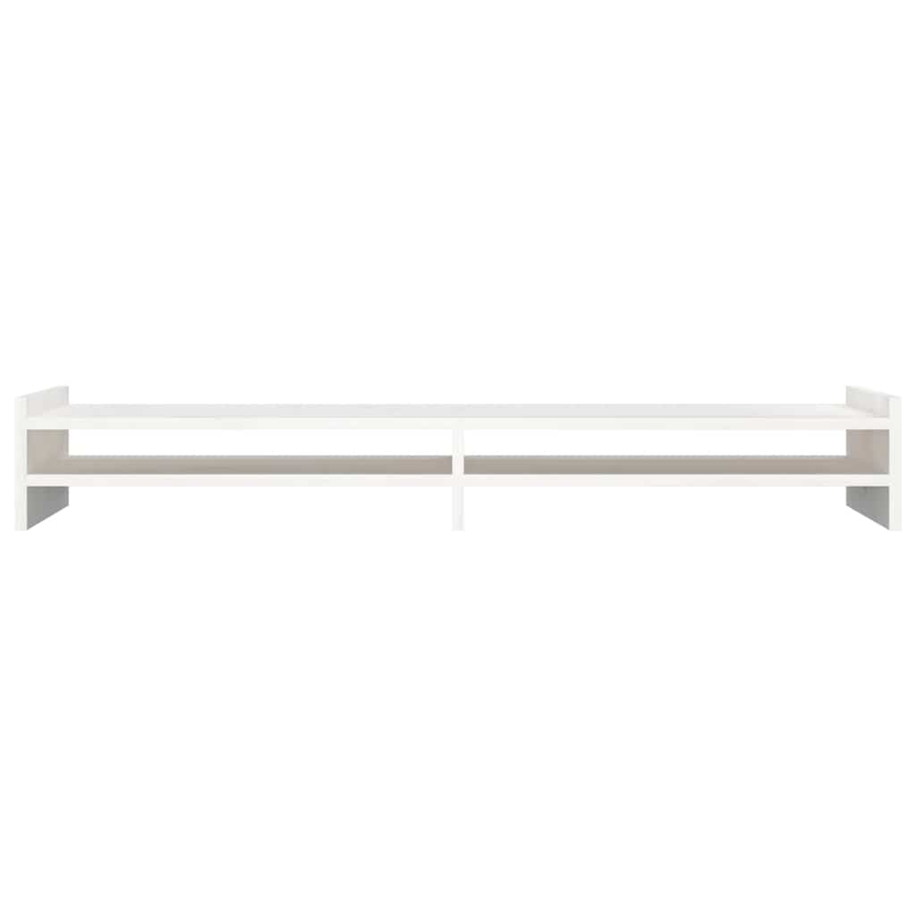Stalak za monitor bijeli 100x27x15 cm od masivne borovine