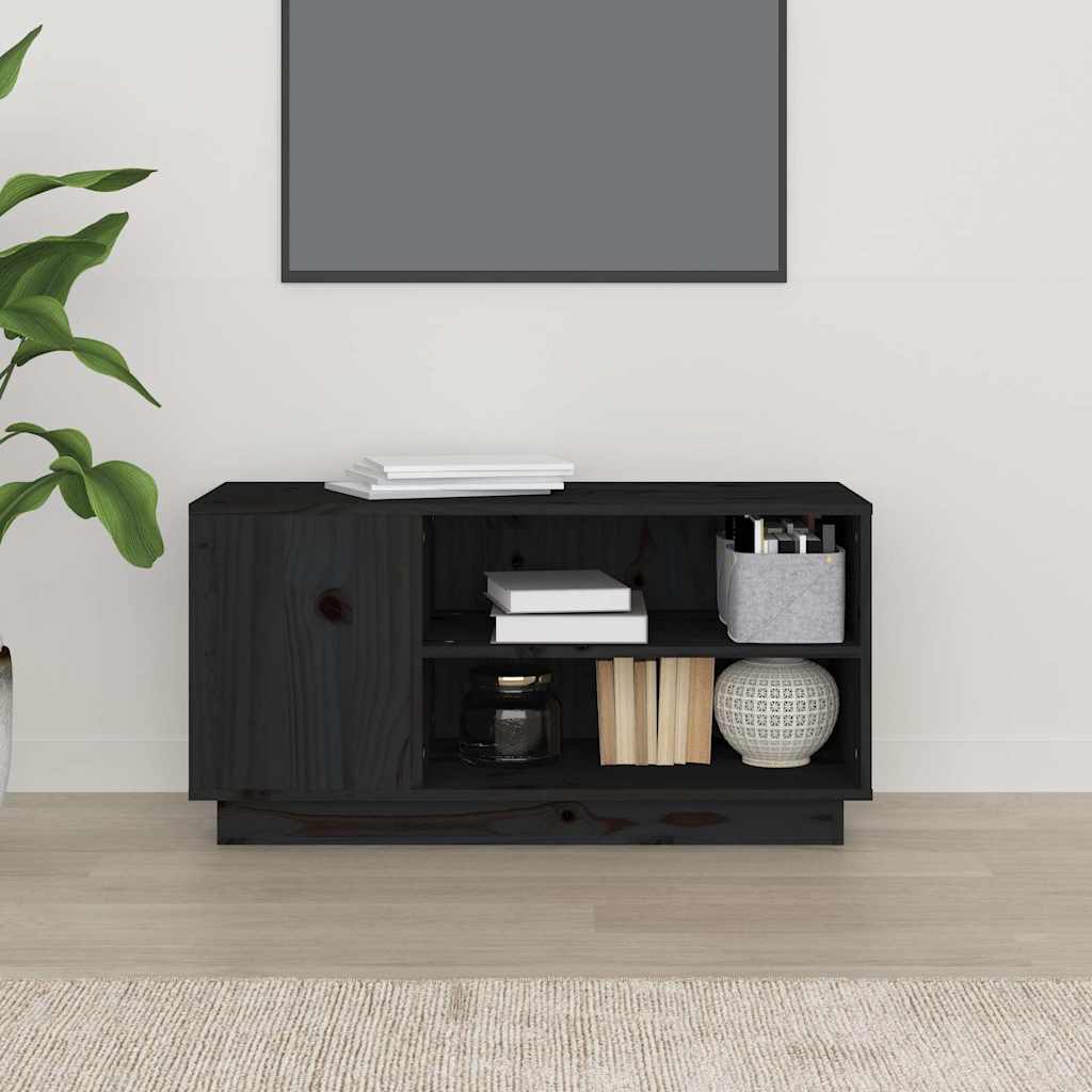TV ormarić Crna 80 x 35 x 40,5 cm od masivne borovine