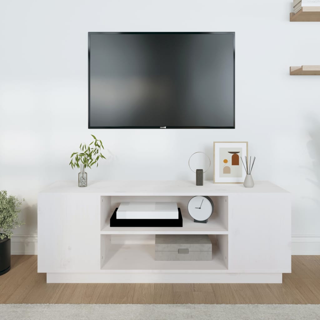 TV ormarić bijeli 110 x 35 x 40,5 cm od masivne borovine