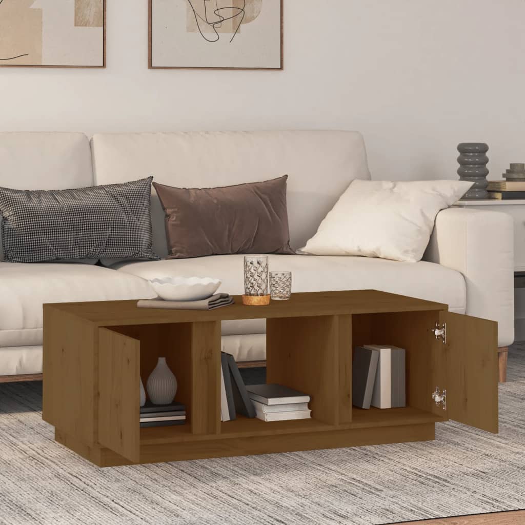 Stolić za kavu boja meda 110 x 50 x 40 cm od masivne borovine